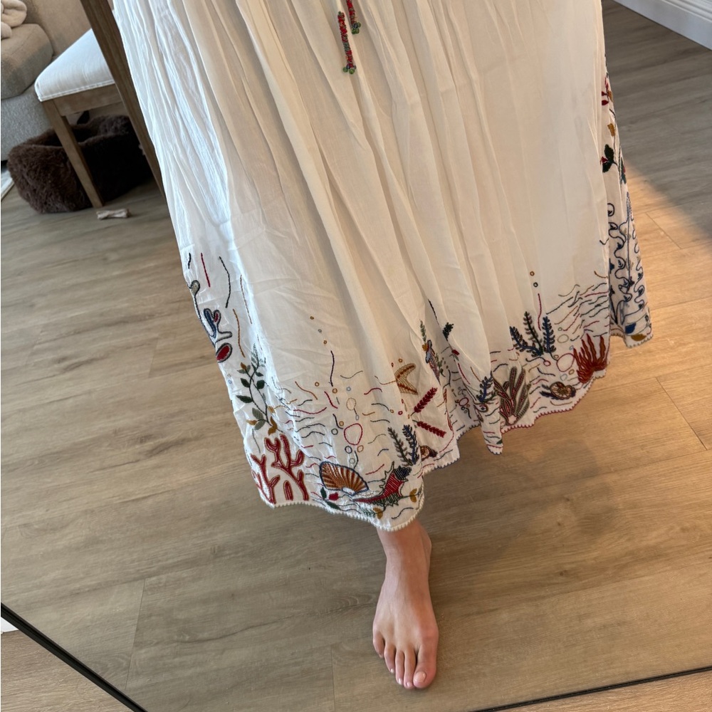 Zara White Embroidered Maxi Skirt XS - Picture 4 of 6